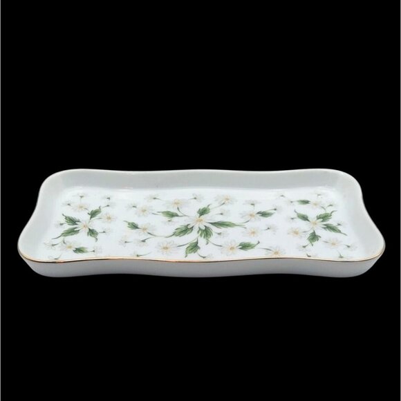 Vintage Lefton China Handpainted Daisy Vanity Tray Trinket Dish Porcelain 1986 - Picture 5 of 8